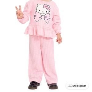 Hello Kitty Toddler Girls Long Sleeve Appliqué Peplum Top and Pants Set